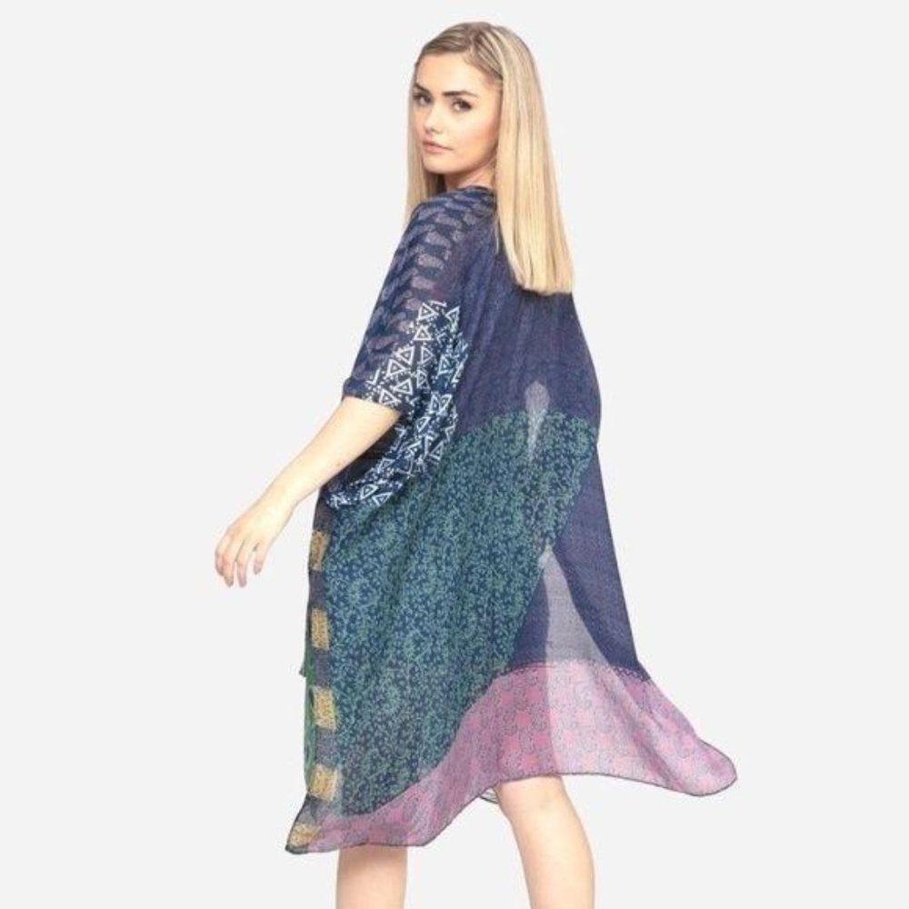 NEW Women's Lightweight Geometric Print Kimono - Picture 3 of 5